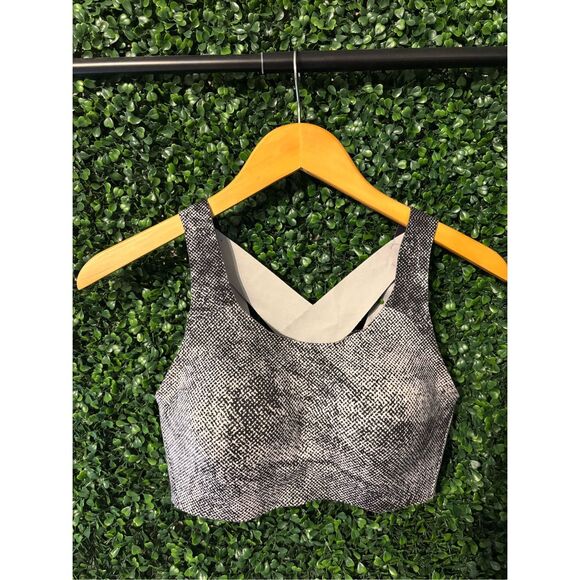 Lululemon Enlite Bra Pixel Print Ice Grey Black Sz 34C - Picture 1 of 4